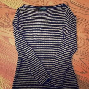 Navy blue and gold striped Ralph Lauren sweater